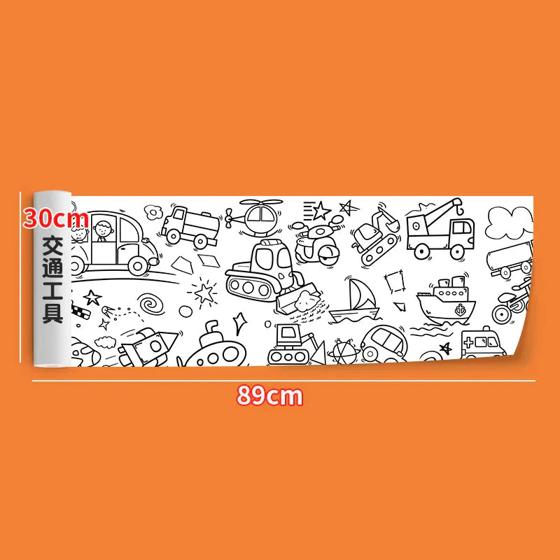 2pcs Children Drawing Roll Sticky Color Filling Paper