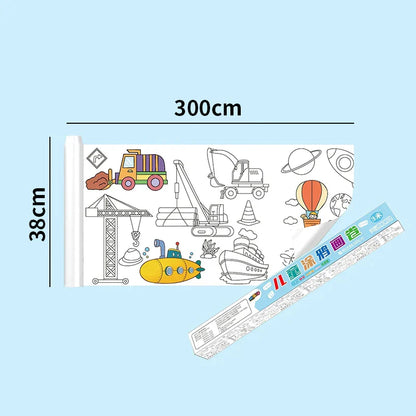 30*200cm Early Educational Kids Drawing Roll DIY Sticky Color Filling Paper Scroll