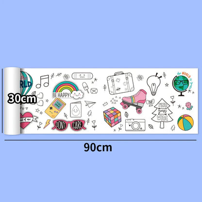 30*200cm Early Educational Kids Drawing Roll DIY Sticky Color Filling Paper Scroll