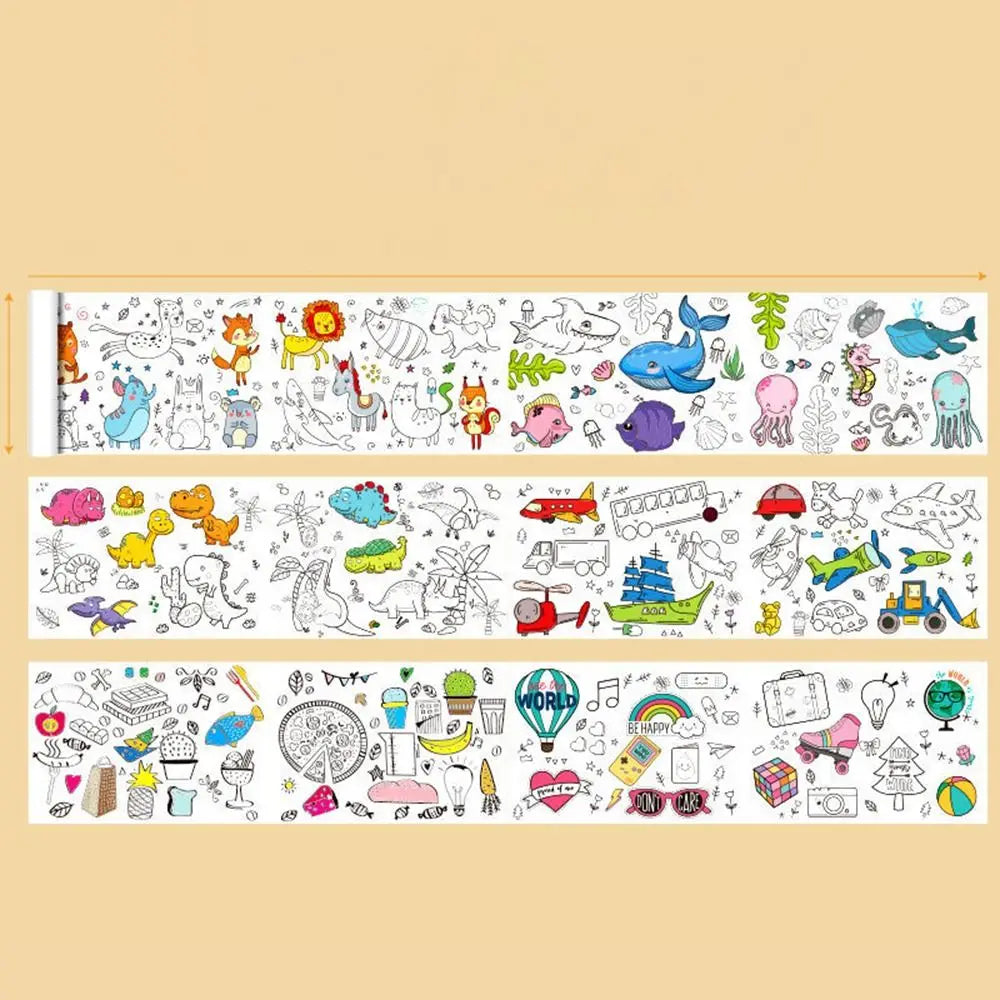 Art Wall Sticker Kids Gift Children Drawing Roll Color Filling Paper Scroll Children'S Drawing Scroll Blank Coloring Pages