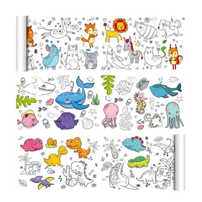 200cm Children Drawing Roll Nonrepeatable Pattern Kids Diy Coloring Paper Scroll