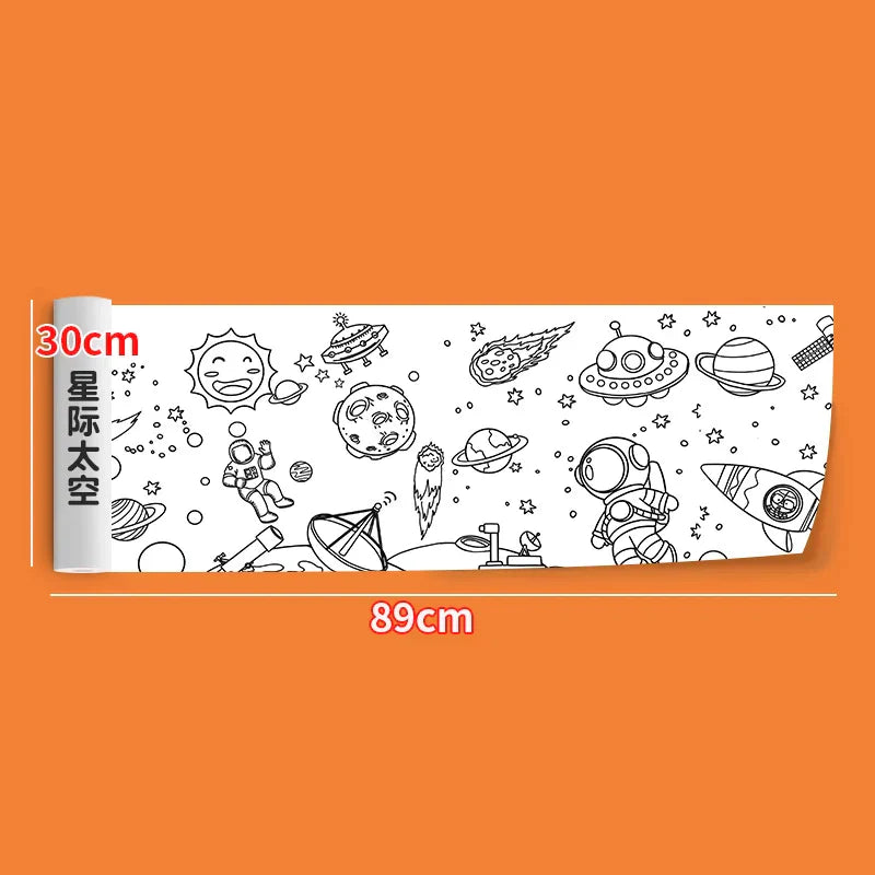2pcs Children Drawing Roll Sticky Color Filling Paper