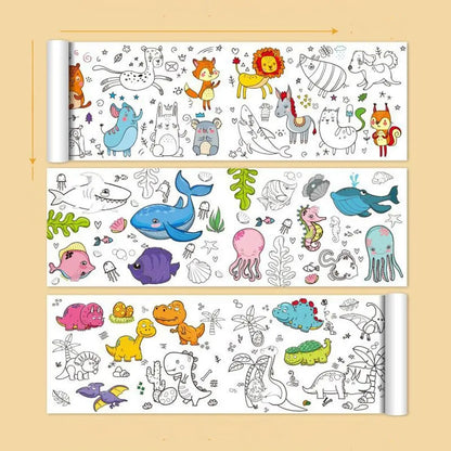 Art Wall Sticker Kids Gift Children Drawing Roll Color Filling Paper Scroll Children'S Drawing Scroll Blank Coloring Pages