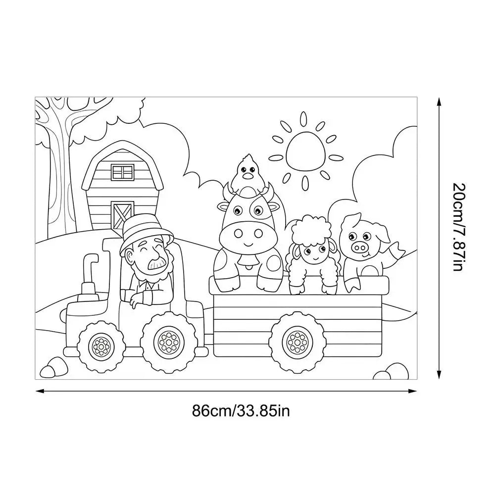 Children Coloring Paper Sticky Color Filling Paper Graffiti Scroll Coloring Paper Roll 200cm by 30cm