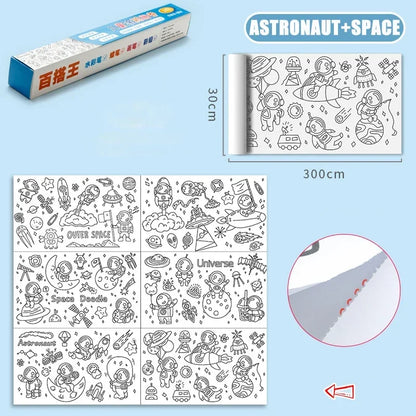 Kids Drawing Toys Sticky Coloring Roll Paper DIY Graffiti Scroll Color Filling Paper Painting Educational Toys for Girls Gift