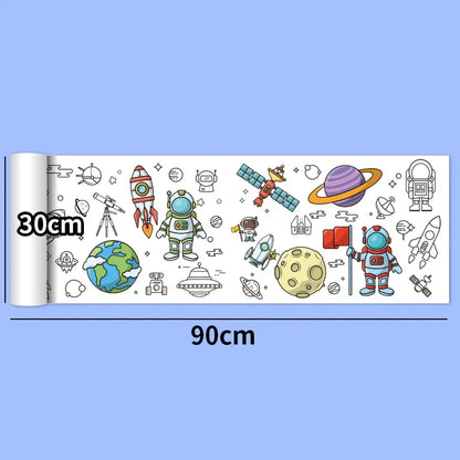 30*200cm Early Educational Kids Drawing Roll DIY Sticky Color Filling Paper Scroll