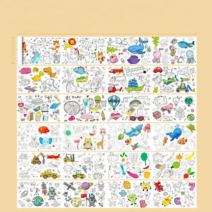 Art Wall Sticker Kids Gift Children Drawing Roll Color Filling Paper Scroll Children'S Drawing Scroll Blank Coloring Pages
