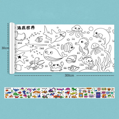 2pcs Children Drawing Roll Sticky Color Filling Paper
