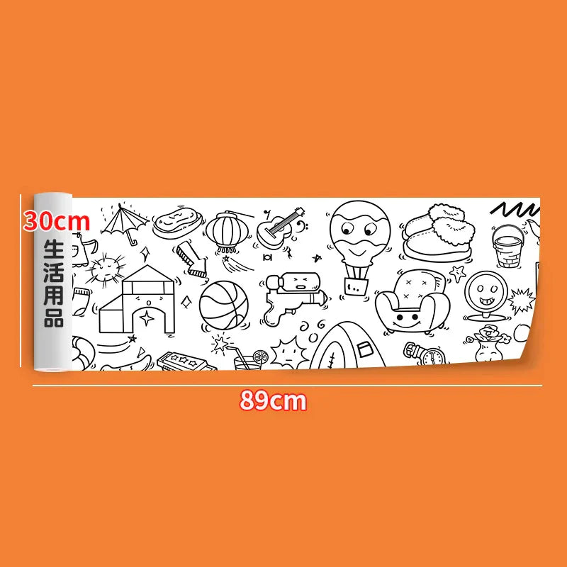 2pcs Children Drawing Roll Sticky Color Filling Paper