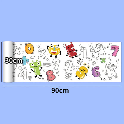 30*200cm Early Educational Kids Drawing Roll DIY Sticky Color Filling Paper Scroll