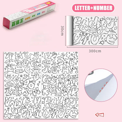 Kids Drawing Toys Sticky Coloring Roll Paper DIY Graffiti Scroll Color Filling Paper Painting Educational Toys for Girls Gift