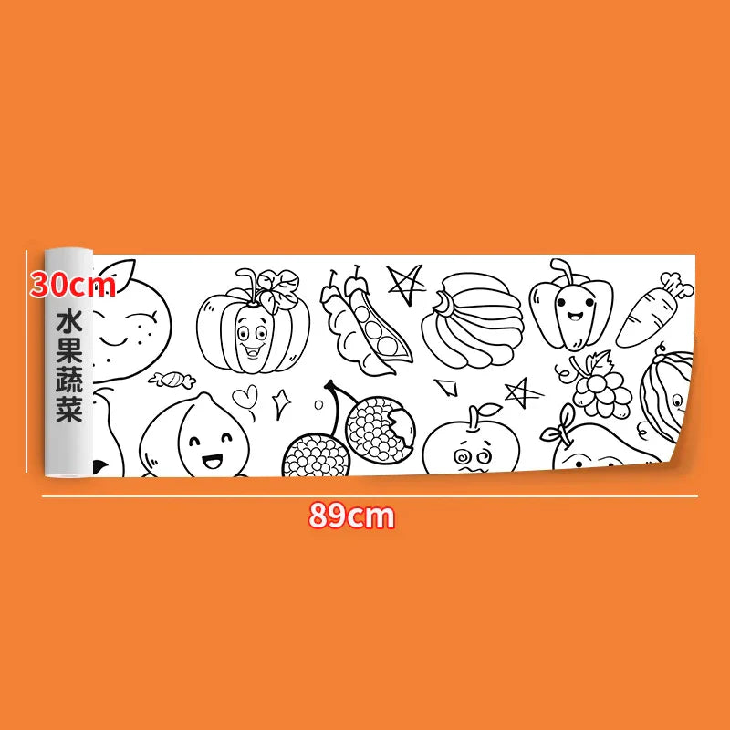 2pcs Children Drawing Roll Sticky Color Filling Paper