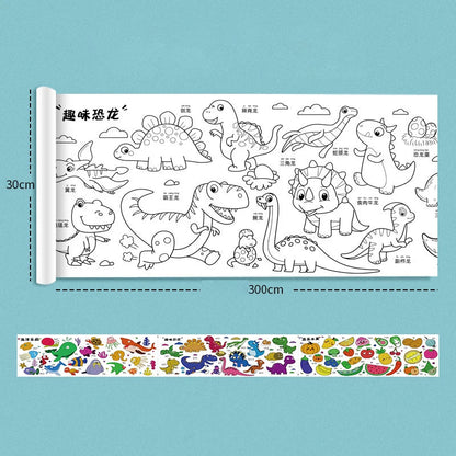 2pcs Children Drawing Roll Sticky Color Filling Paper