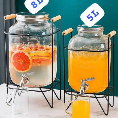 Glass Juice Dispenser with Stand & Tap  5L & 8L