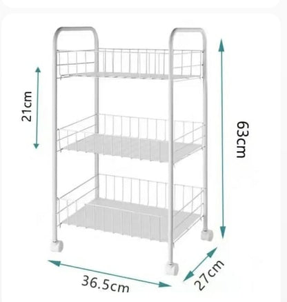 AUXILIARY TROLLEY with wheels and metal mesh trays for kitchen, bathroom, living room