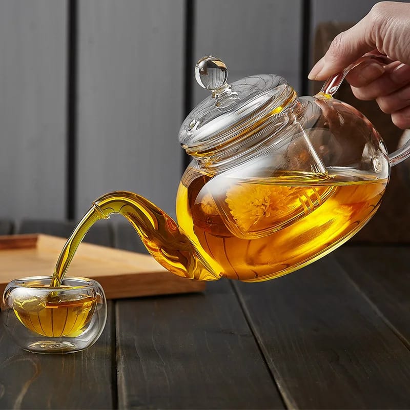 High Borosilicate glass tea/Coffee pot with stainless steel glass filter infuser