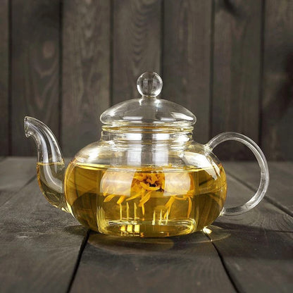 High Borosilicate glass tea/Coffee pot with stainless steel glass filter infuser