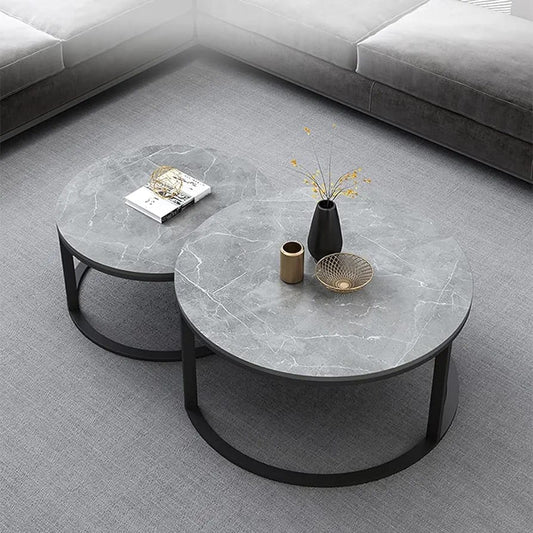 PURE MARBLE Nesting Table with BlackStands