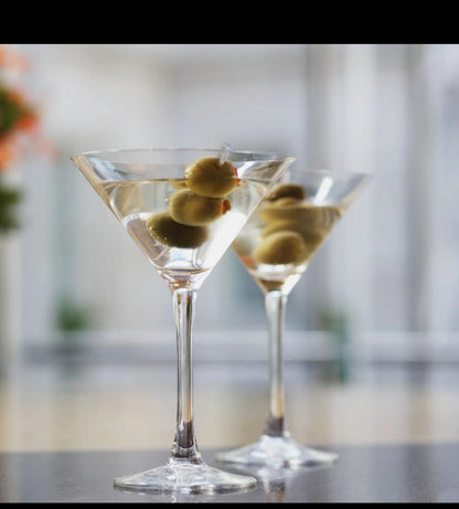 Martini Glasses Set of 6  Hand-Blown Crystal Cocktail Goblets (190ml)