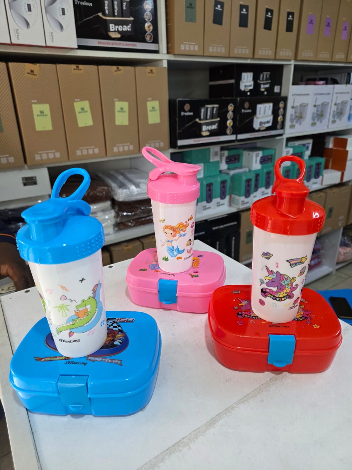 Combo Kids cartoon  themed partitioned Snack box with unbreakable water bottle