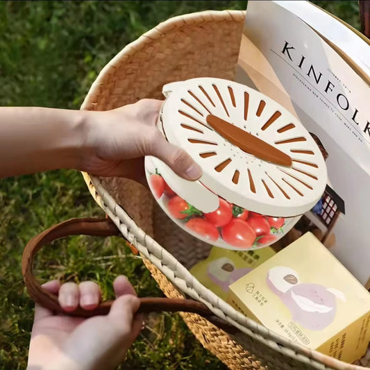 Multi-Functional Foldable-Handle Food Drainer & Storage Container