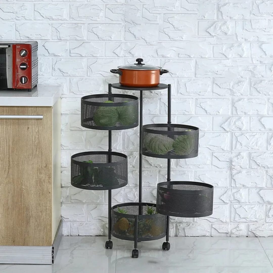 5 Tier Round Design Rotating Fruit Vegetable Rack