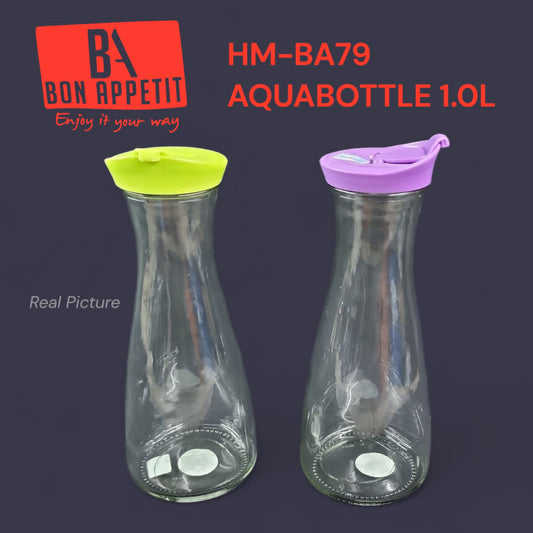 BON APPETIT Glass Aqua Bottle/Jug – 1 Litre (With Lid) 5pcs set