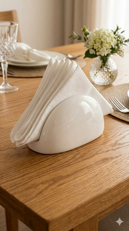 Ceramic serviette holder half moon