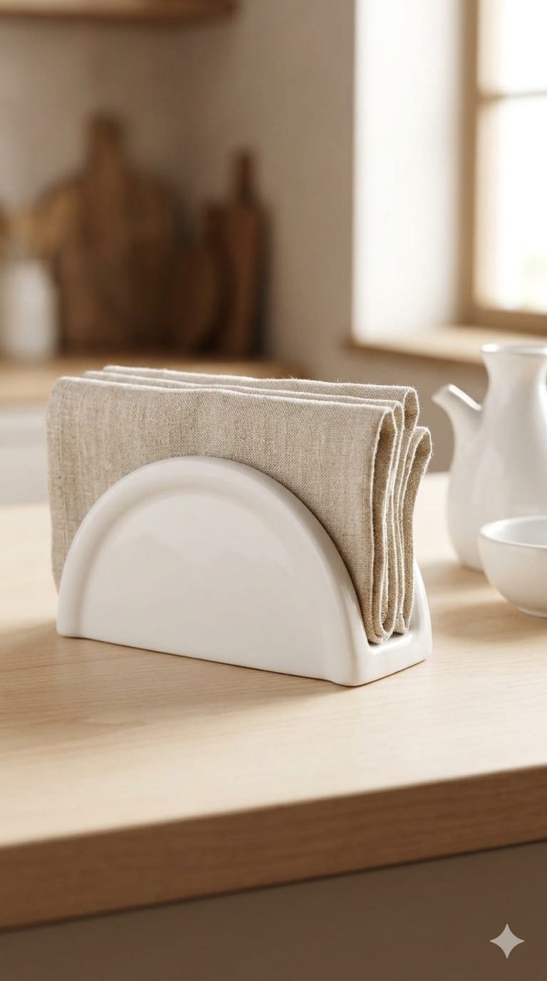 Ceramic serviette holder half moon