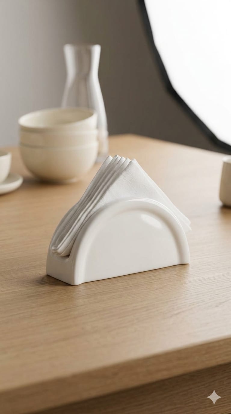 Ceramic serviette holder half moon