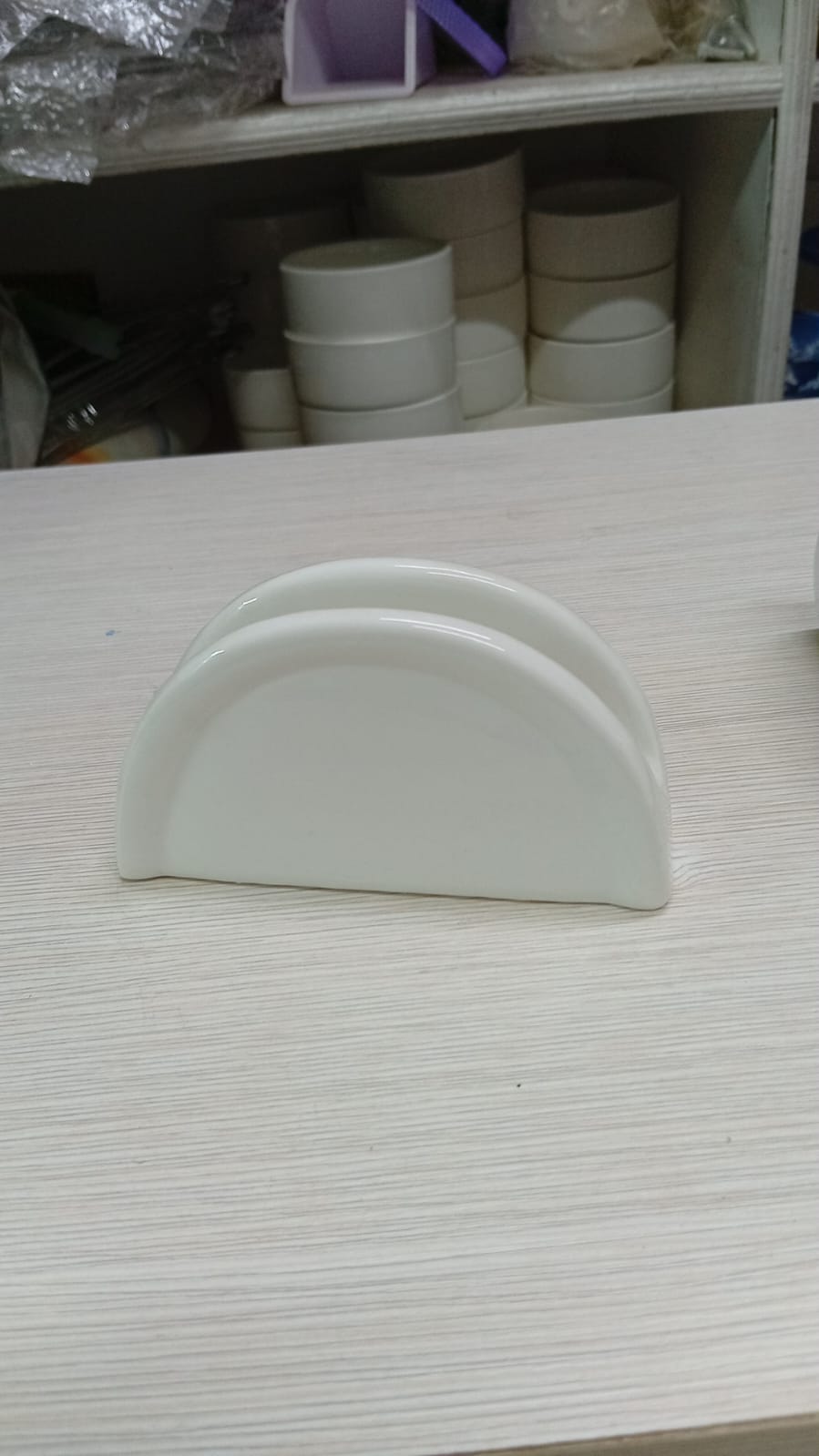 Ceramic serviette holder half moon
