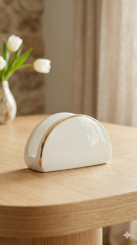 Ceramic gold ring serviette holder