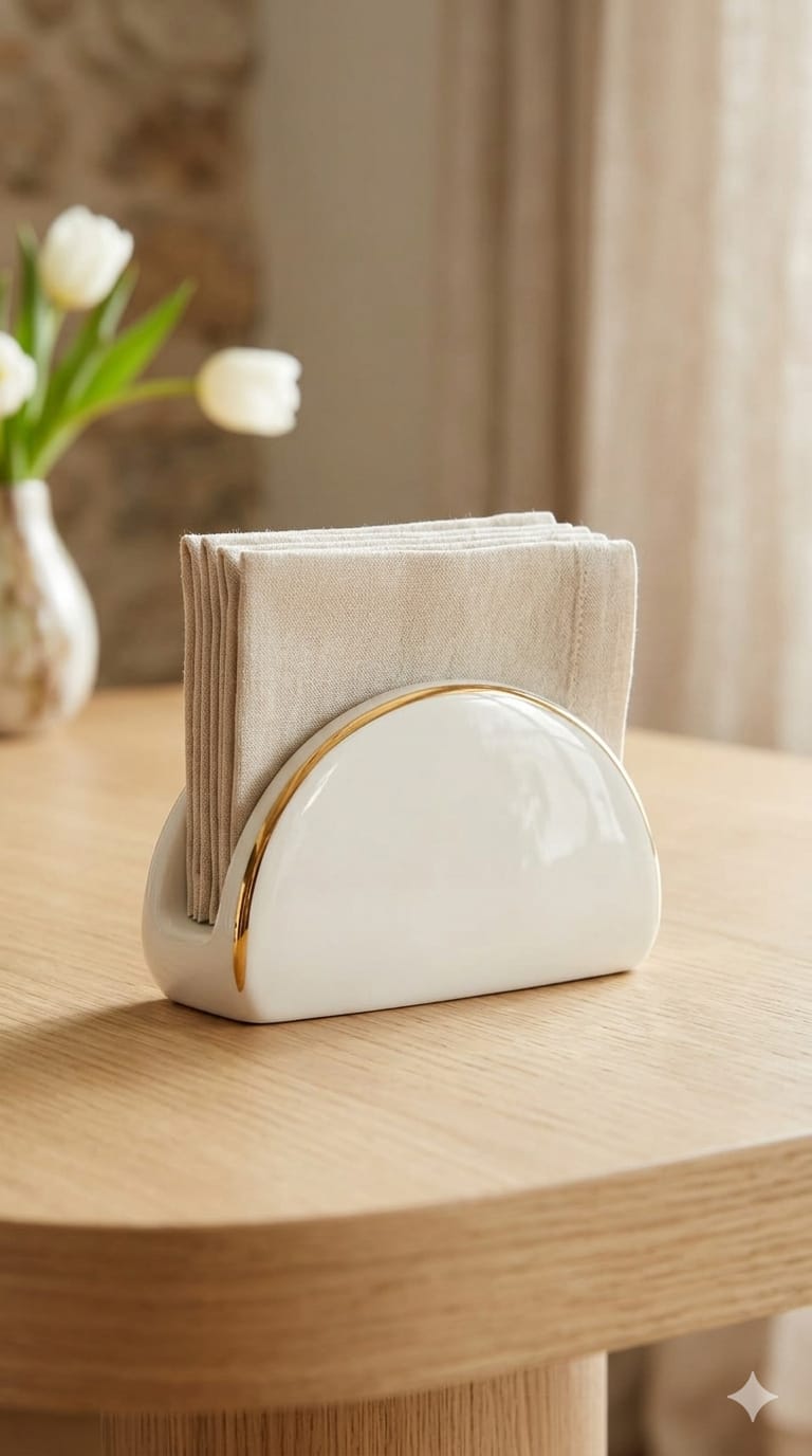 Ceramic gold ring serviette holder