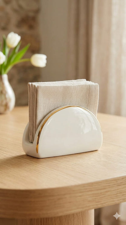 Ceramic gold ring serviette holder
