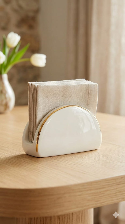 Ceramic gold ring serviette holder
