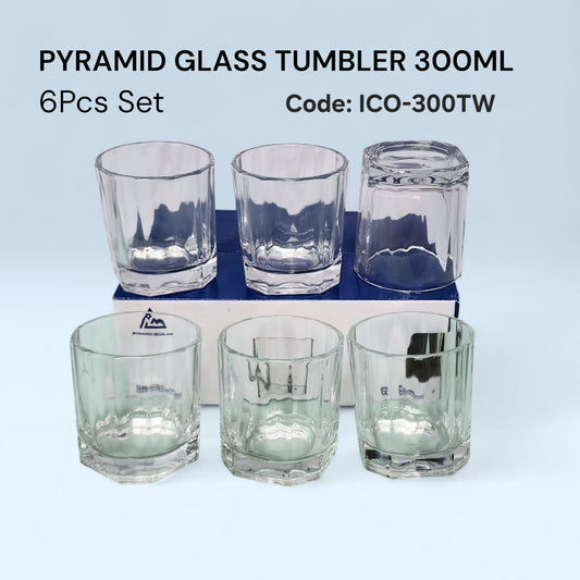 Pyramid Glass Tumbler 6pcs – 300ml