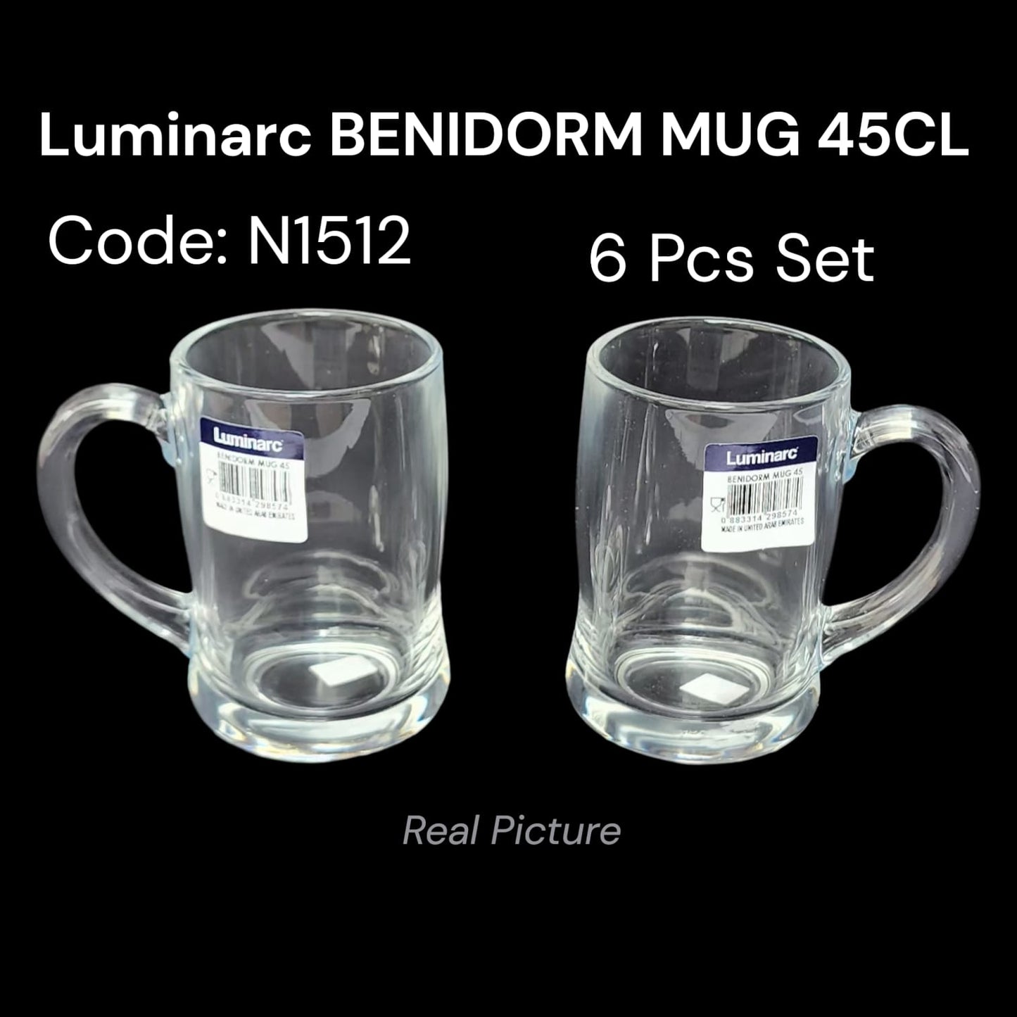 Luminarc Temp benidorm  Beer mug 45cl  set of 6 piece.