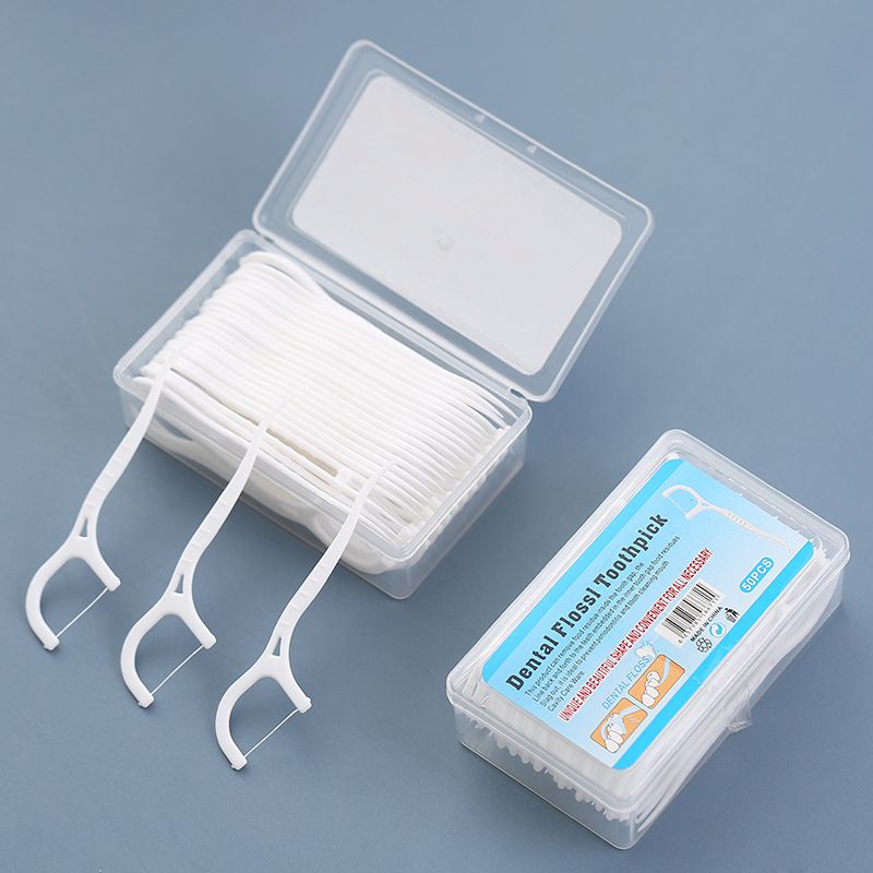 5 sets Plastic Reusable Dental Floss Toothpick 50x5pcs