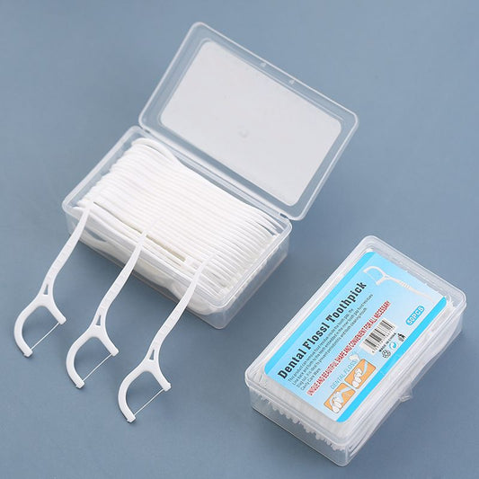 5 sets Plastic Reusable Dental Floss Toothpick 50x5pcs