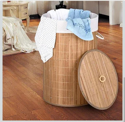 Laundry Hamper Laundry Basket Foldable Bamboo Cover Lid Handle