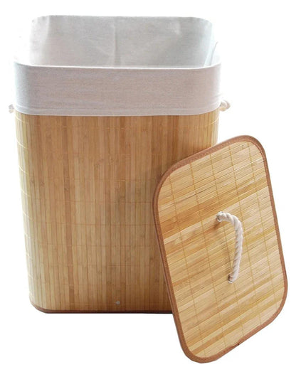 Laundry Hamper Laundry Basket Foldable Bamboo Cover Lid Handle