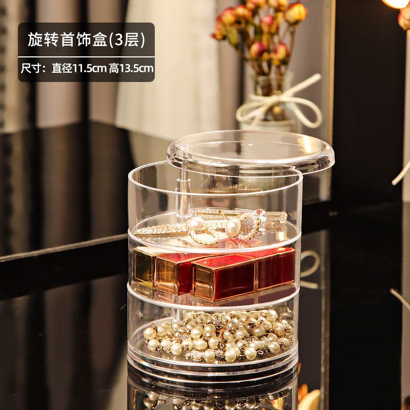Transparent Rotating Jewelry Box 3 layer