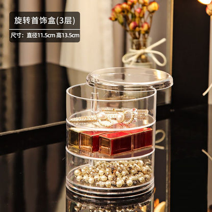 Transparent Rotating Jewelry Box 3 layer