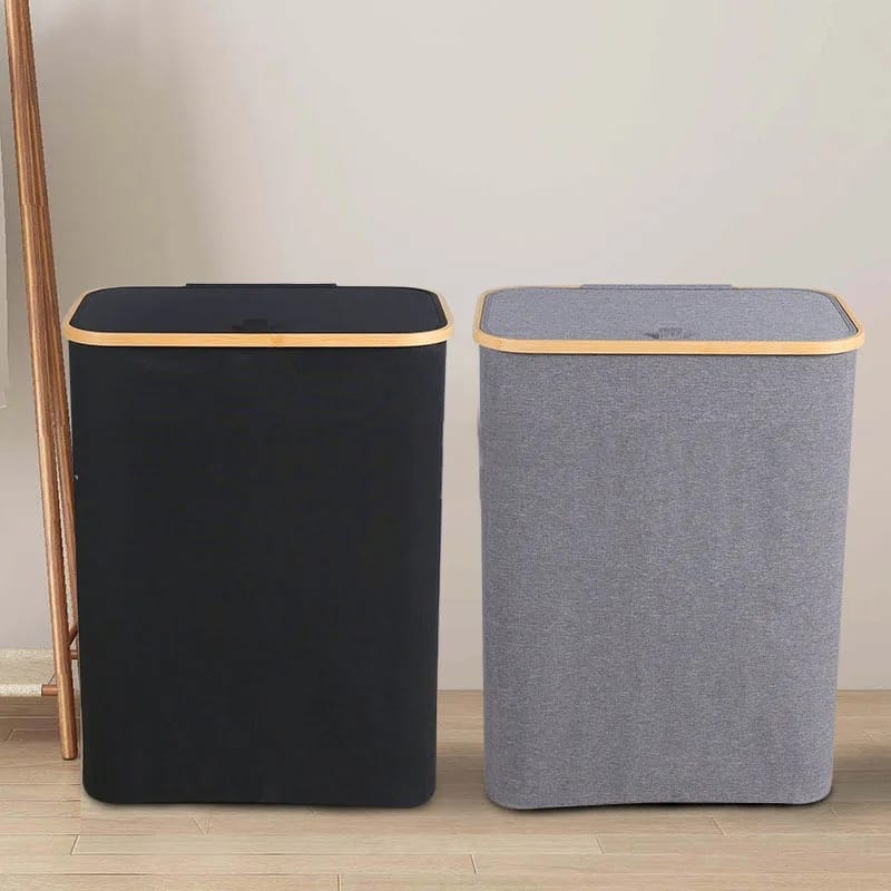 Foldable laundry basket with lid