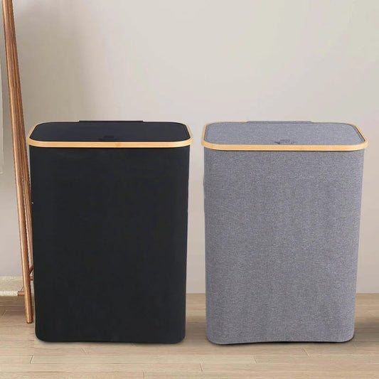 Foldable laundry basket with lid
