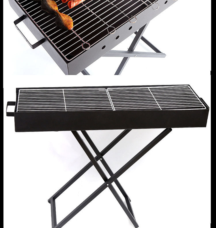 Outdoor Camping Folding Barbecue Grill with manual Air Blower
