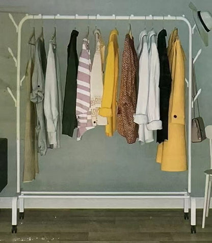 Single Rail Garment Rack with Side Hooks