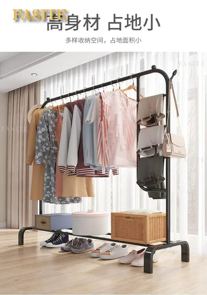 Single Rail Garment Rack with Side Hooks