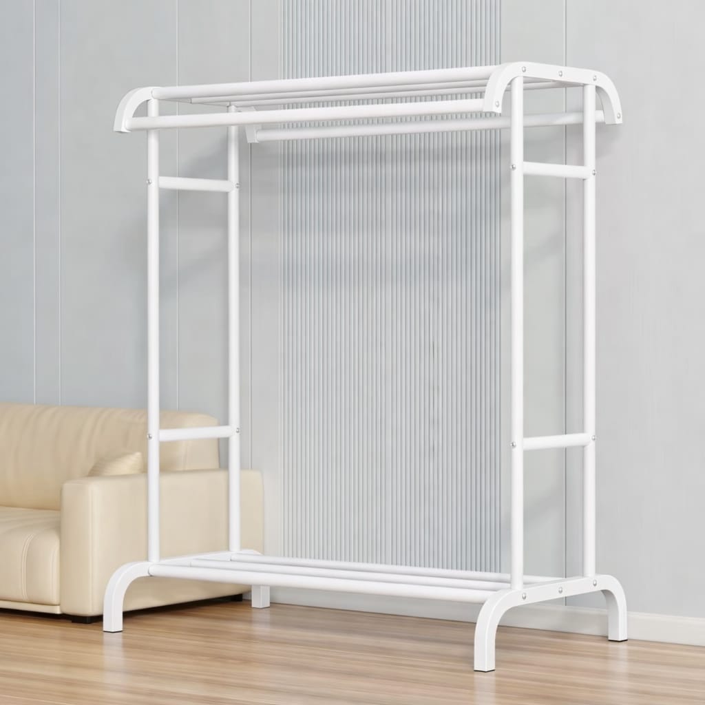 Clothes rack household indoor bedroom balcony drying hanger with top shelf and lower shelf for storage