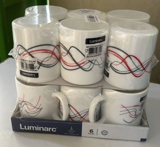 Set of 6 Luminarc Wolgan Red Cups